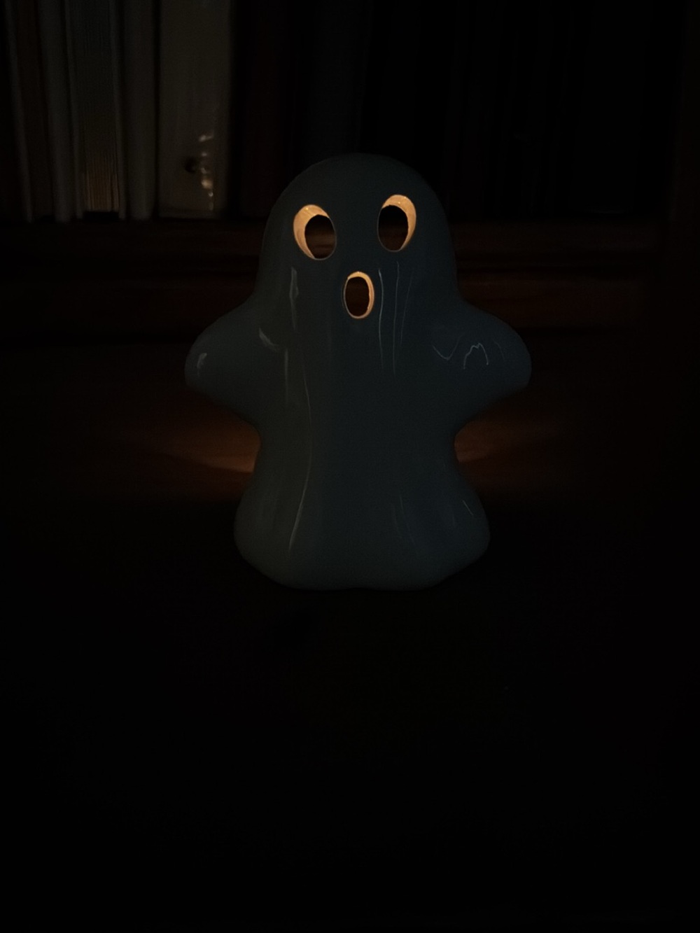 Ceramic Ghost Tea Light Candle Holder | Spooky Halloween Tabletop Decor - Picture 5 of 6